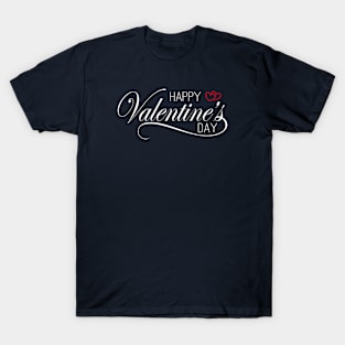 Elegant and Lovely Happy Valentine's Day Calligraphy Greeting T-Shirt